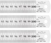 HARFINGTON 3pcs Stainless Steel Ruler 100cm/40" Length x 1/25" Thick x 1-1/7" Wide Inch and Metric Straight Edge Measuring Tools for Woodworking Painting Craft, Silver Tone