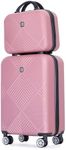 Tripcomp 2 Piece Carry on Luggage Set, Airline Approved 20 Inch Luggage with Cosmetic Case HardShell Suitcase with Spinner Wheels, Lightweight Durable Hardside Suitcases Set, Pink, 2-piece set, 2