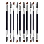 Duo Eyebrow Brush Set - Angled & Spoolie Brushes, Eyelash Comb - 10 Pcs