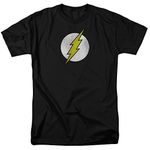 DC Comics Men's The Flash Short Sleeve T-Shirt, Distressed Black, Large