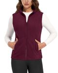 MAGCOMSEN Womens Vests Outerwear Full Zip Fleece Vest Soft Sleeveless Jackets with Inner Pockets Wine Red 2XL