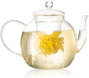 WLASSS 1530 ml/52 oz Glass Teapot with Removable Infuser, Clear Tea Kettle Stovetop Safe for Loose Leaf and Blooming Tea