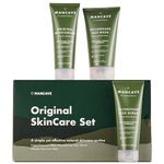 ManCave Originals Skincare Gift Set with 3 Key Skin Care Essentials with Face Wash, Face Scrub and Moisturiser for Men, Vegan, Natural formulations, Tubes made from Recycled Plastics, Made in England