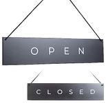 Modern Black Wooden Open Closed Sign - Double-Sided Open Sign for Window or Door, Vintage Style Wood Closed Sign, Open and Closed Signs for Business, Decorative Open-Closed