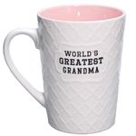 Ynsfree World's Greatest Grandma 16 OZ Coffee And Tea Cups For Mom,Nanny,Nan,Grandmother,Wife,Valentine's Day or Anniversary Birthday Holidays Pink Ceramic Funny Mother‘s Day Gifts Cute Mugs