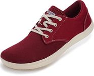 Joomra Men's Cross Trainer Minimalist Barefoot Shoes Zero Drop Sneakers | Wide Toe Box | Upgrade Stability, W83v2 | Wine Red/Beige, 8