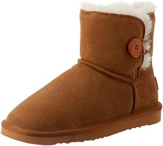 Grosby Women's Button Ugg Boot, Chestnut, 8 US