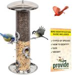 PROVIDE Large Stainless Steel bird feeder With Tray, garden Bird Seed Feeder, bird feeders for small birds, metal wild Bird Feeders. Hanging Bird Feeder for seeds, bird feeders for Wild bird