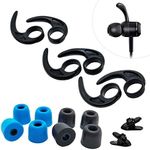 Pack: 4 Pairs(M) Earbuds Tips Premium Memory Foam Tips Replacement Earbuds Ear Tips, 3 Pairs (M) Wing Tips Silicone Earphone Stabilizer Rubber Ear Hooks Universal, 2 Pcs Cord Clips