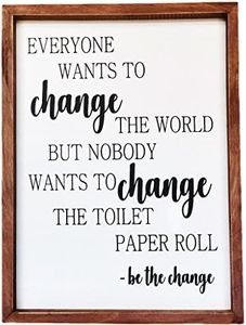 Athena's Elements Framed Wooden Bathroom Decor - Humorous Farmhouse Toilet Paper Sign, Vintage Wooden Art with Pre-Installed Hanger, Eco-Friendly Gift-Ready Bathroom Humor Print, Boho