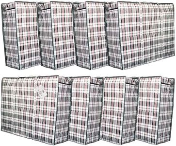 Pro-Lux - Paquete de 8 bolsas de compras extragrandes para almacenamiento de lavandería, resistentes y duraderas, bolsas XXL para mudanza de casa con cremallera y asas, bolsa reutilizable con