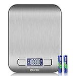 Eono by Amazon - Digital Kitchen Weighing Scale, Premium Stainless Steel Food Scales Weight Grams and Oz for Baking and Cooking 5KG/1g- 15Yr Guarantee