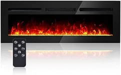 Electric Fireplace, Recessed and Wall Mounted Electric Fireplaces,Realistic Flame Electric Fireplace Heater,Ultra-Thin Linear Fireplace with Timer,Remote Control,Adjustable Flame Color (50Inch)