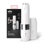 Braun Face Mini Hair Remover FS1000, Electric Facial Hair Remover for Women, Quick, Instant, Gentle, Painless, Smooth Skin, Glow On-The-Go, with Smartlight, for Upper Lips, Chin, Cheeks, Peach Fuzz