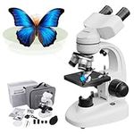 USCAMEL 40X-1000X Magnification LED Binocular Compound Microscope,Professional Compound Microscope with Wide-Field 10X 25X Eyepieces,Microscope Slides,Phone Adapters,Cleaning Paper