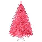 Prextex 4 Feet Pink Christmas Tree - 320 Tips Premium Hinged Artificial Canadian Fir Full Bodied Pink Christmas Tree Lightweight and Easy to Assemble with Christmas Tree Metal Stand