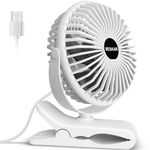 BESKAR USB Powered Clip on Fan, Portable Small Fan with Cord, 3 Speeds Strong Airflow, Personal Fan with Sturdy Clamp, Quiet Desk Fan & Clip Fan