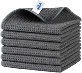 MR.SIGA Waffle Pattern Cleaning Cloths, Reusable Absorbent Microfiber Cleaning Cloths, Lint Free Microfiber Kitchen Towels, 6 Pack, Gray, 12.6 x 12.6 inch