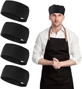 4 Pezzi Cappello da Cuoco Cappelli da Cucina Regolabili Cappelli da Gourmet Neri con Berretto Elasticizzato Cappelli Elasticizzati per Uomo e Donna Servizio da Cuoco di Cucina