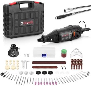 GOXAWEE Rotary Tool Kit with MultiPro Keyless Chuck and Flex Shaft -140pcs Accessories Variable Speed Electric Drill Set for Handmade Crafting Projects and DIY Creations