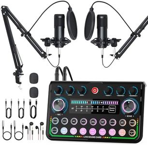 Podcast Equipment Bundle for 2, Audio Interface with Studio Condenser Microphone for Gamer, Audio Mixer with Voice Changer Podcast Microphone for Podcasting, Recording, Singing, Streaming and Gaming