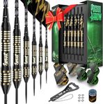 IgnatGames Steel Tip Darts Set - Professional Darts with Aluminum Shafts, Rubber O'Rings, and Extra Flights + Dart Sharpener + Innovative Case + Darts Guide