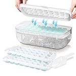 Ice Cube Tray with Lid, Food-Grade Ice Cube Moulds, Release All Ice Cubes in One Second, Reusable 48 Ice Cube Tray(White)