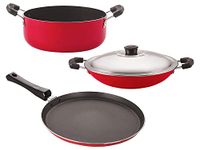 Nirlon Non Stick cookware Set of 3 Pieces Combo with bakelight Handle (2.6mm_AC_CS20_FT12)