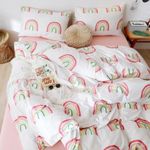 LifeTB Colorful Rainbow Comforter Set Twin XL Soft Fluffy Kids Girls Rainbow Bedding Comforter Set for Boys Teens Kawaii Bedding Set Rainbow Printed Twin XL Comforter with 2 Pillowcases All Season