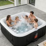 Nordivale Inflatable Hot Tub 185X185CM, 60% More Energy Efficient, Portable Lazy Spa with 1800W Heater & 130 Air Jets Massage System, Fits Small Bathroom & Garden, Includes Insulated Cover & Filter