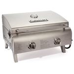 Cuisinart Chef's Style Tabletop Portable Propane Gas Grill with Dual Burners (20,000 BTUs Total), Stainless Steel Small Grill for Camping, Tailgates and Barbecues (CGG-306C)