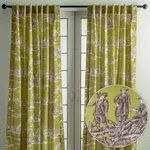 Maison d' Hermine 100% Cotton Curtain - 50"x108" Celery Decorative Curtain - Aesthetic Curtains for Farmhouse, Kitchen & Bedroom - for Spring & Summer - Calais Collection