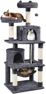 Yaheetech 62.2inches Cat Tree Cat Tower Cat Condo with Platform & Hammock, Scratching Posts for Kittens Pet Play House with Plush Perch for Indoor Activity Relaxing