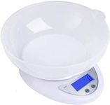 Weighing Scales Kitchen with Mixing Bowl, Multifunction Food Scale, Weigh Food up to 11lb/5kg, with Tare Function, Large LCD Display Kitchen Scales for Cooking and Baking