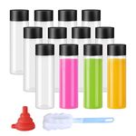 zmybcpack 12 Pack 400ml Plastic Juice Bottles with Black Lids (Dishwasher Safe), PP Heat-Resistant Plastic Smoothie Bottles, Reusable Empty Juice Bottles for Juicing, Other Home Beverages