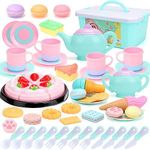 Toys Tea Set 50 Pieces Party Play Food for Kids,Princess Tea Party Toy Set Including Dessert,Cookies,Kitchen Toy for Toddlers,Boys Girls