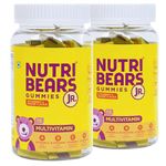 NutriBears Kids Multivitamin Gummies with Vitamins A, C, B, D, and Zinc, 60 Gummy Chewable Bears, Strawberry and Orange Flavour, Supports Daily Wellness and Immune System Support, 2-Pack