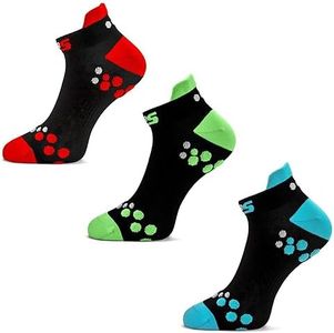 SLS3 Low Cut Running Socks for Men & Women, 3 Pr Moisture Wicking Athletic Socks w/Anti Blister Tabs, Cushioned Padded Socks