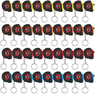 Copkim 36 Pcs Father's Day Dad Gifts Mini Tape Measure Keychain Bulk Retractable Measuring Tape with Slide Lock 3 Ft/ 1m Portable Pocket Small Tape Measure for Dad Party Favors, Orange, Red, Blue,