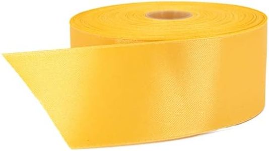 Stuffvisor Satin Gold Marigold Ribbon - 2 inches x 50 Yards, Double Face Solid Color Ribbon Roll, 100% Polyester Ribbon for Gift Wrapping, Crafts, Hair and Multiple Decorations