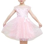 Sunny Fashion Girls Dress Pink Polka Dot Flower Leaf Fairy Princess Elegant Party Size 6 Years