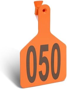 Cattle Ear Tags with 001-050 Numbers Large 1-Piece Z Livestock Ear Tags for Cow Goat Sheep Pig Calves Dog,Animal ID Identification Tag 4.4"x 3",Orange