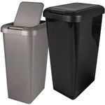 STORM TRADING GROUP 45L Tall Moda Swing & Lift Bins With Special Lid Waste Rubbish Recycling Dustbins For Home, Kitchen & Office (1, Black)