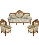 NAAZ HANDICRAFT Exquisite Rococo-Inspired Sofa Set Premium A+ Grade Teak Wood & Silk Fabric Upholstery for Living Room/Guestroom/Conference Room (5 Seater Floral Fabric)