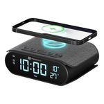 Portronics VoltClock 15W Wireless Charger for All Compatible Wireless Charging Smartphones, Digital Clock, 2 Alarm Setting with Snooze Button, Room Temperature Display,Wireless Fast Charging(Black)