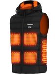ORRNIKKO Heated Vest for Men - 7.4V 16000mAh Battery Pack and Heating Coat Veat with Detachable Heated Hood, Mens Heated Vest, Dark Grey, XX-Large