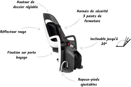 Hamax Caress Kids Bike Seat with Carrier Adapter – White/Black