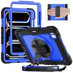 Timecity Case for iPad Pro 11 Inch M4 2024 5th Generation(Model: A2836,A2837,A3006) with Built-in Screen Protector, 360° Rotating Kickstand, Adjustable Shoulder Strap, Pencil Holder, Blue