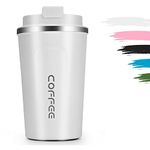 Artlive Coffee Cup, Travel Mug 380ml/13oz - Insulated & Reusable Double Wall Travel Cup - Thermal Stainless Steel Eco-Friendly - Hot & Cold Coffee Mug (White, 380ml)