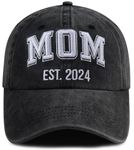 SHANVANKE Funny Mom Est 2024 Hat for Women, Adjustable Washed Cotton 3D Embroidered Mama Baseball Cap, Mom Est 2024 Black., One Size